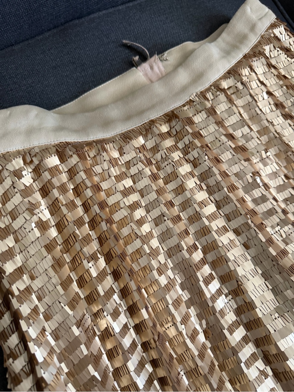 Anthropologie Maeve Gold Sequin Pleated Midi Skirt - Picture 3 of 6